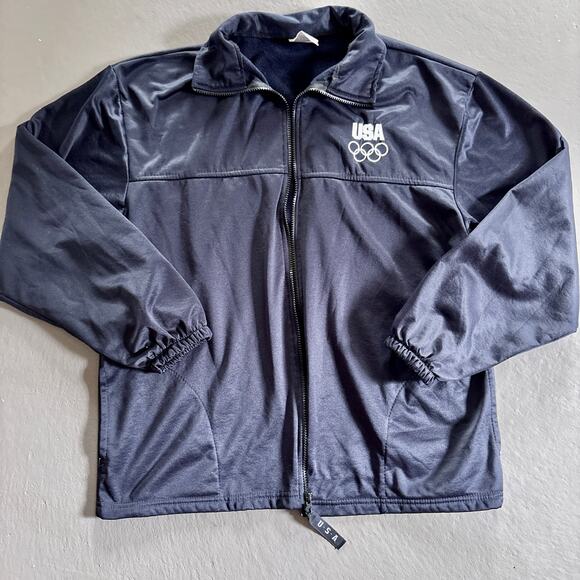 USA United States Olympic Committee Track Jacket Mens Size XL Blue Vintage 90s - Picture 1 of 9
